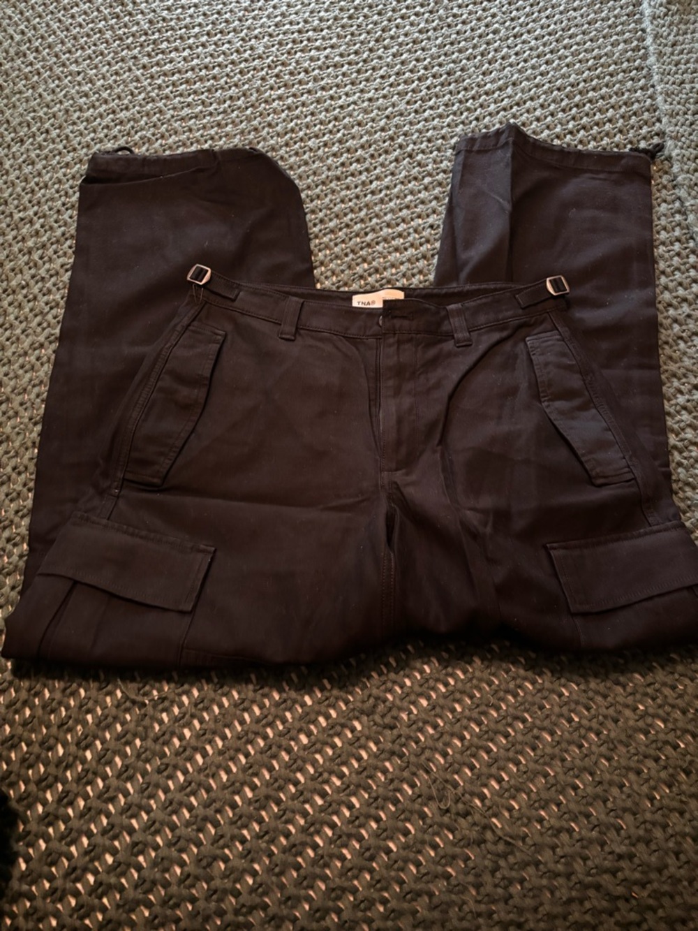TNA Aritzia Black Cargo Trousers with Side Pockets